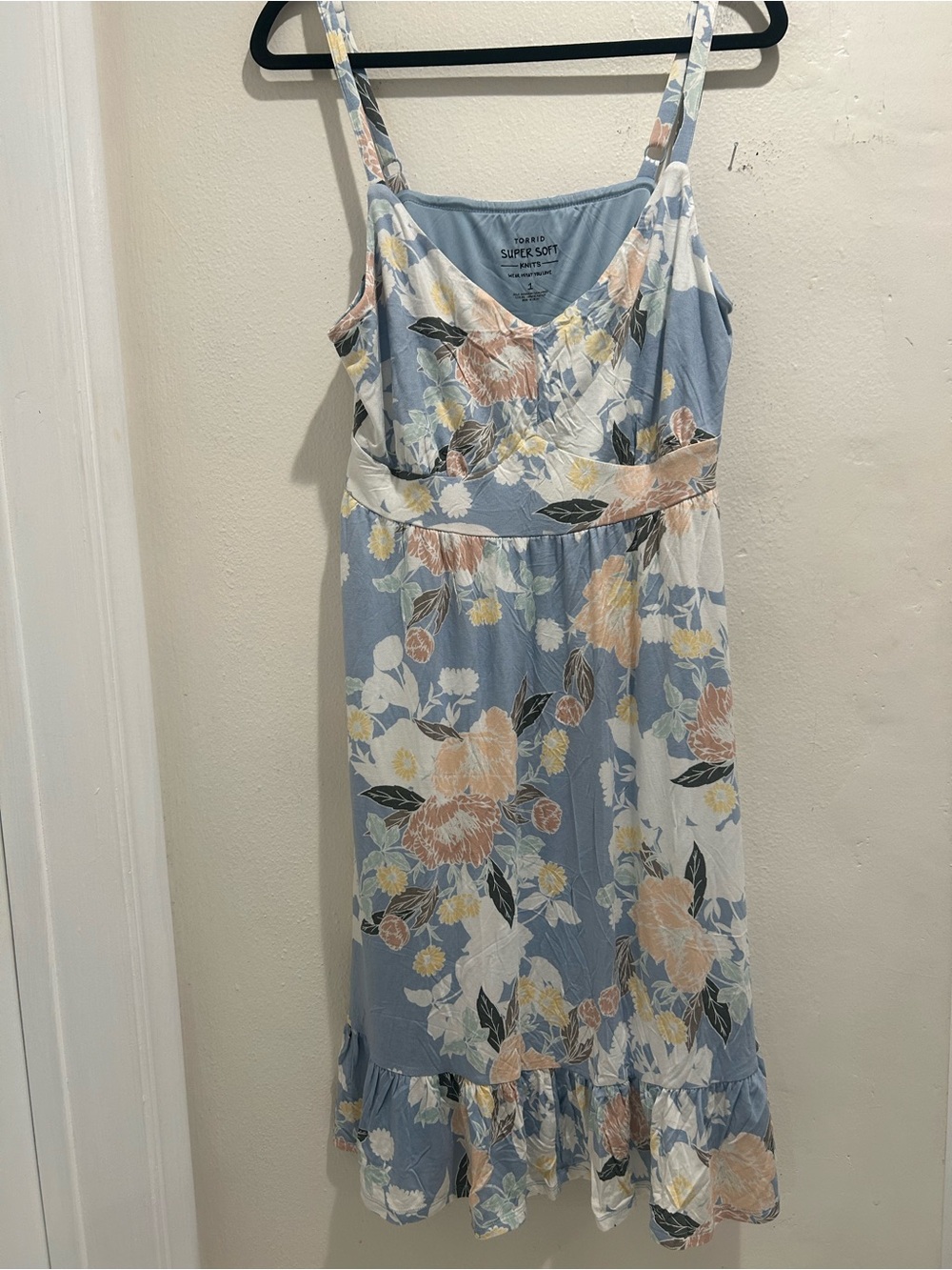TORRID Super Soft Light Blue Floral Spaghetti-Strap Sundress